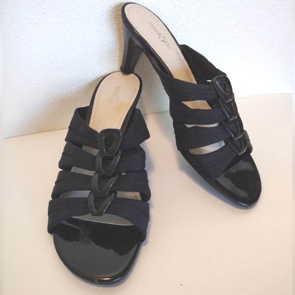 East 5th Shoes - East 5th Black Slip-On Heels Mule Strap Sandals Size 6